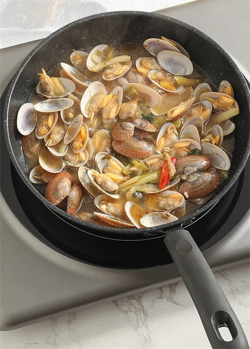 Maifan Stone Frying Pan - Non-Stick Cookware With Heat-Insulating Handle | Durable Carbon Steel Pan - ZOOMNSTORE