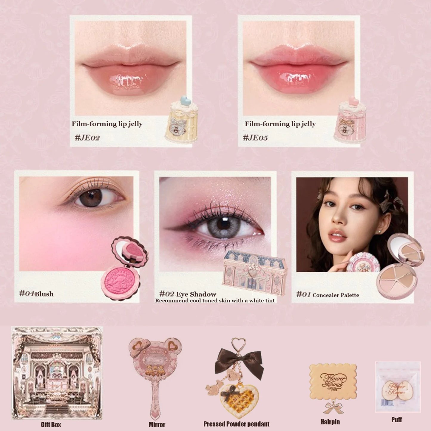 Makeup Box Gift Set | All In One Perfume Shimmer Eye Shadow Palette & Lip Jelly - ZOOMNSTORE