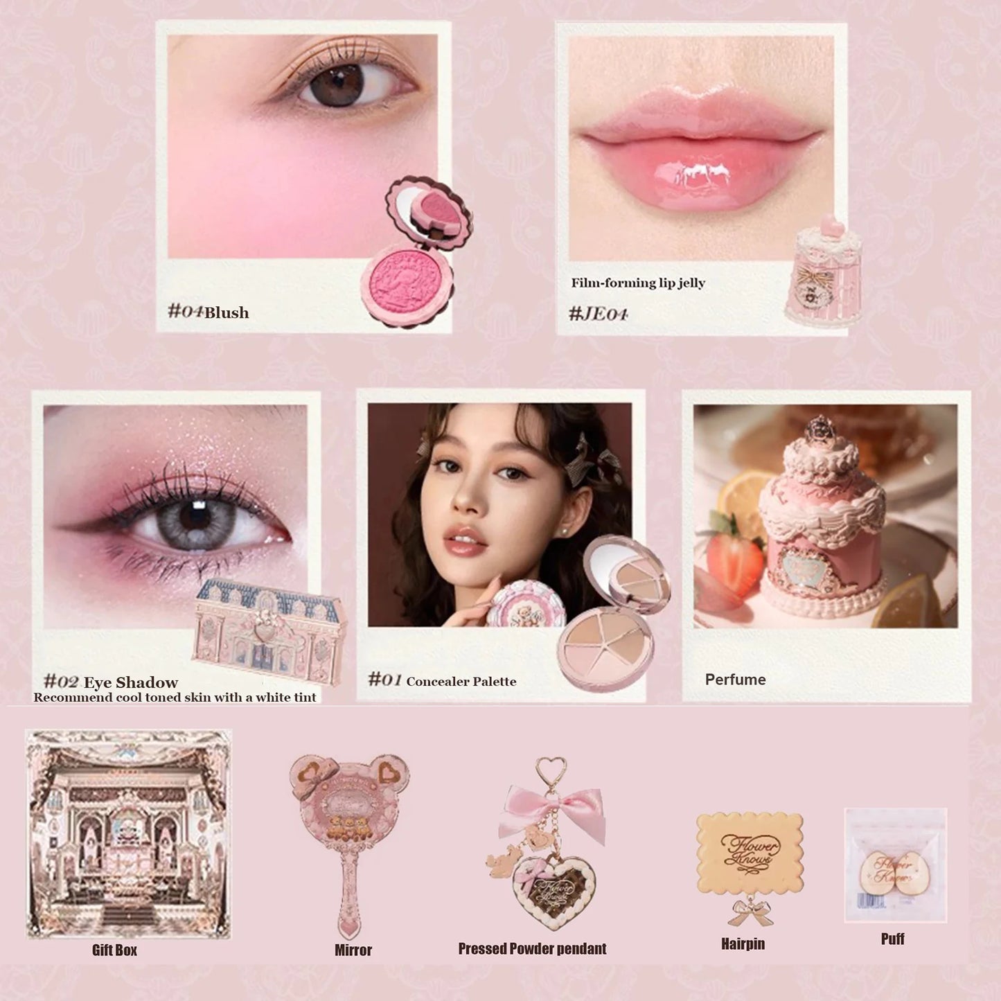 Makeup Box Gift Set | All In One Perfume Shimmer Eye Shadow Palette & Lip Jelly - ZOOMNSTORE