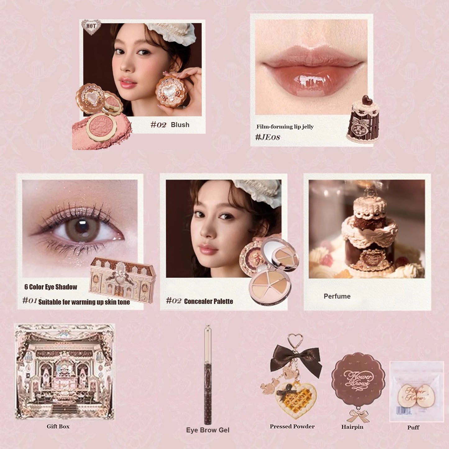 Makeup Box Gift Set | All In One Perfume Shimmer Eye Shadow Palette & Lip Jelly - ZOOMNSTORE