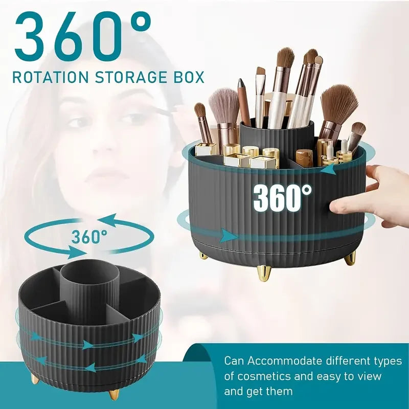 Makeup Brush Holder - 360° Rotating Multi Compartment Organizer for Vanity & Desk Storage - ZOOMNSTORE
