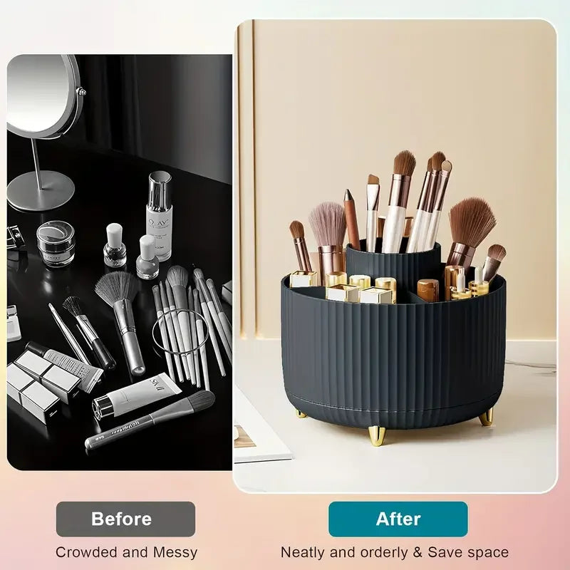 Makeup Brush Holder - 360° Rotating Multi Compartment Organizer for Vanity & Desk Storage - ZOOMNSTORE