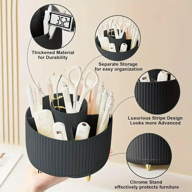 Makeup Brush Holder - 360° Rotating Multi Compartment Organizer for Vanity & Desk Storage - ZOOMNSTORE