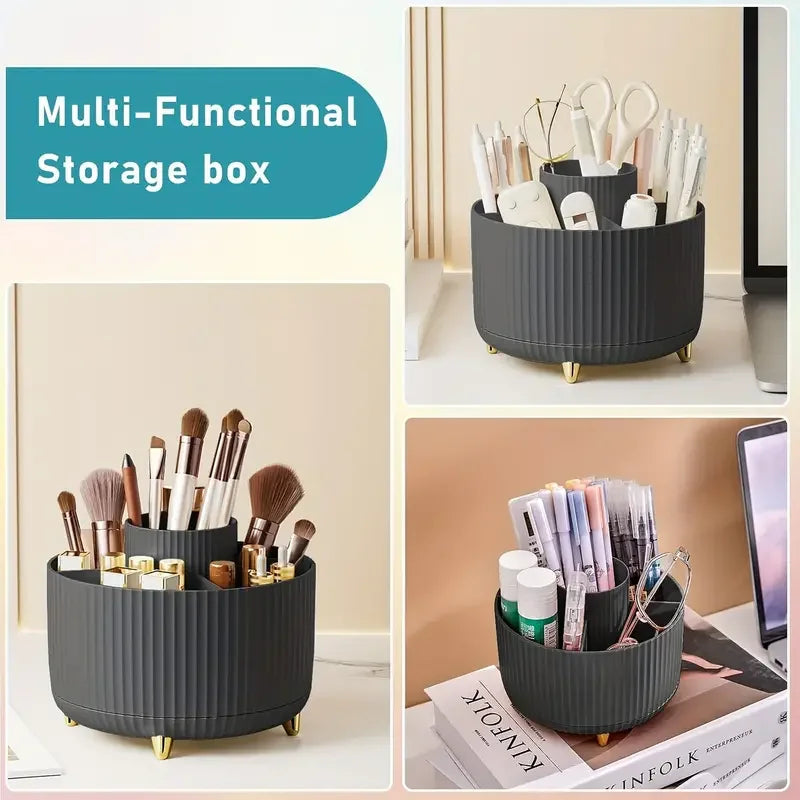 Makeup Brush Holder - 360° Rotating Multi Compartment Organizer for Vanity & Desk Storage - ZOOMNSTORE