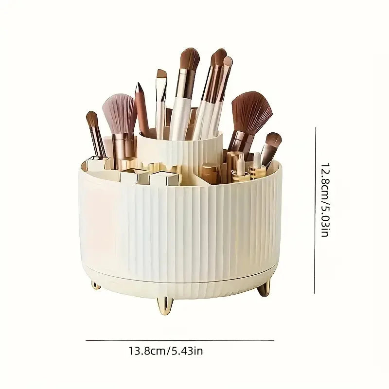Makeup Brush Holder - 360° Rotating Multi Compartment Organizer for Vanity & Desk Storage - ZOOMNSTORE