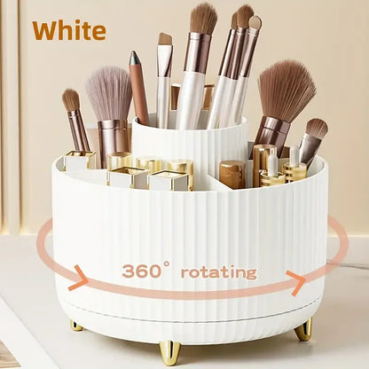 Makeup Brush Holder - 360° Rotating Multi Compartment Organizer for Vanity & Desk Storage - ZOOMNSTORE