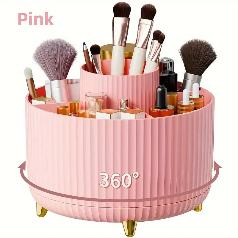 Makeup Brush Holder - 360° Rotating Multi Compartment Organizer for Vanity & Desk Storage - ZOOMNSTORE