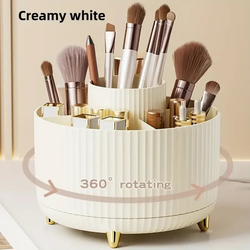 Makeup Brush Holder - 360° Rotating Multi Compartment Organizer for Vanity & Desk Storage - ZOOMNSTORE