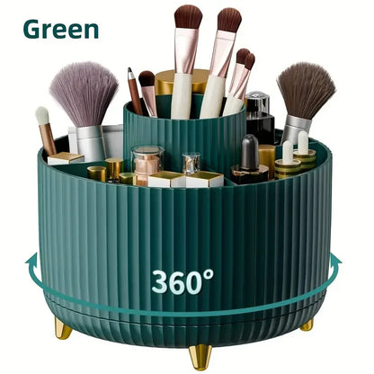 Makeup Brush Holder - 360° Rotating Multi Compartment Organizer for Vanity & Desk Storage - ZOOMNSTORE