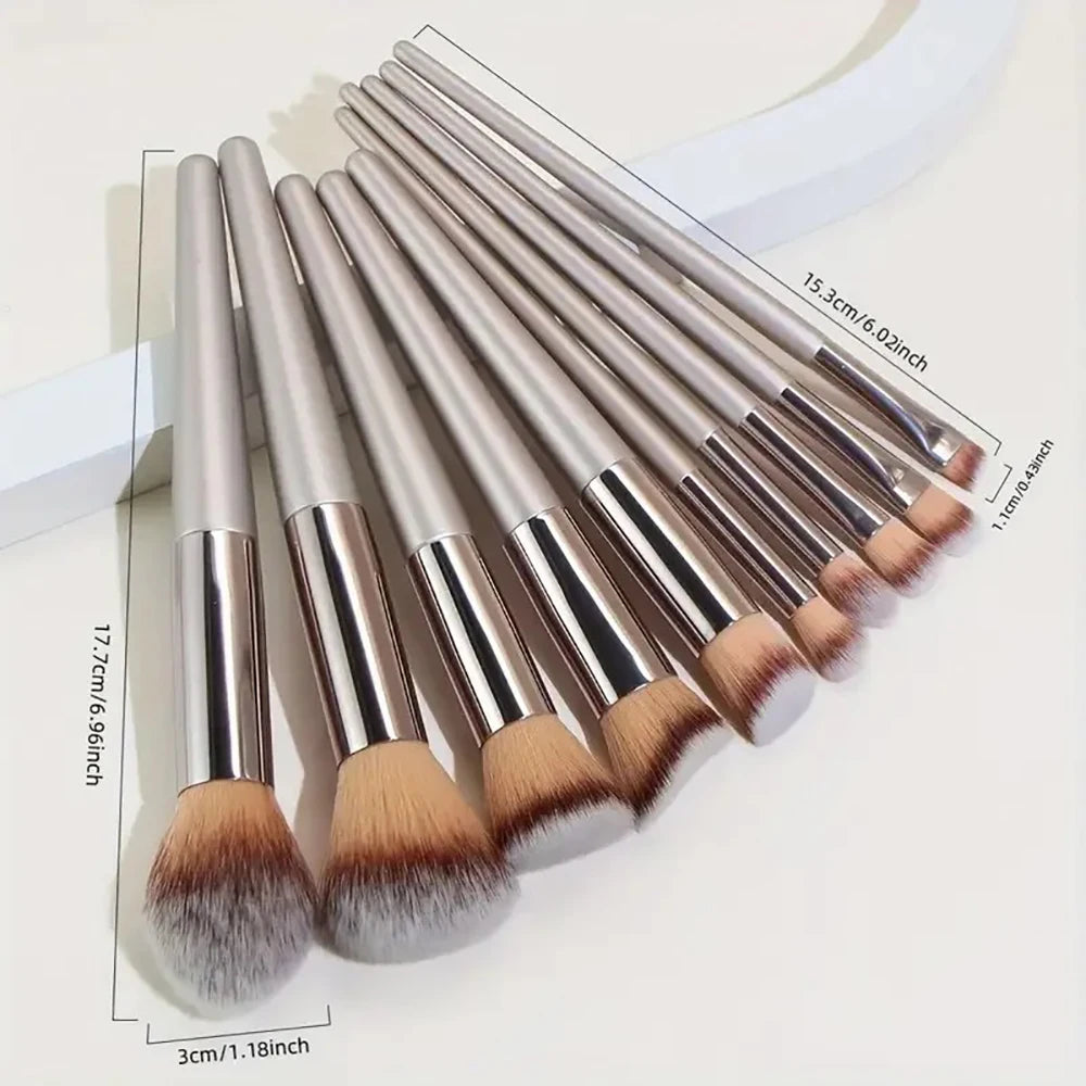 Makeup Brush Set – 14-Piece Premium Synthetic Brushes for Foundation & Powder - ZOOMNSTORE