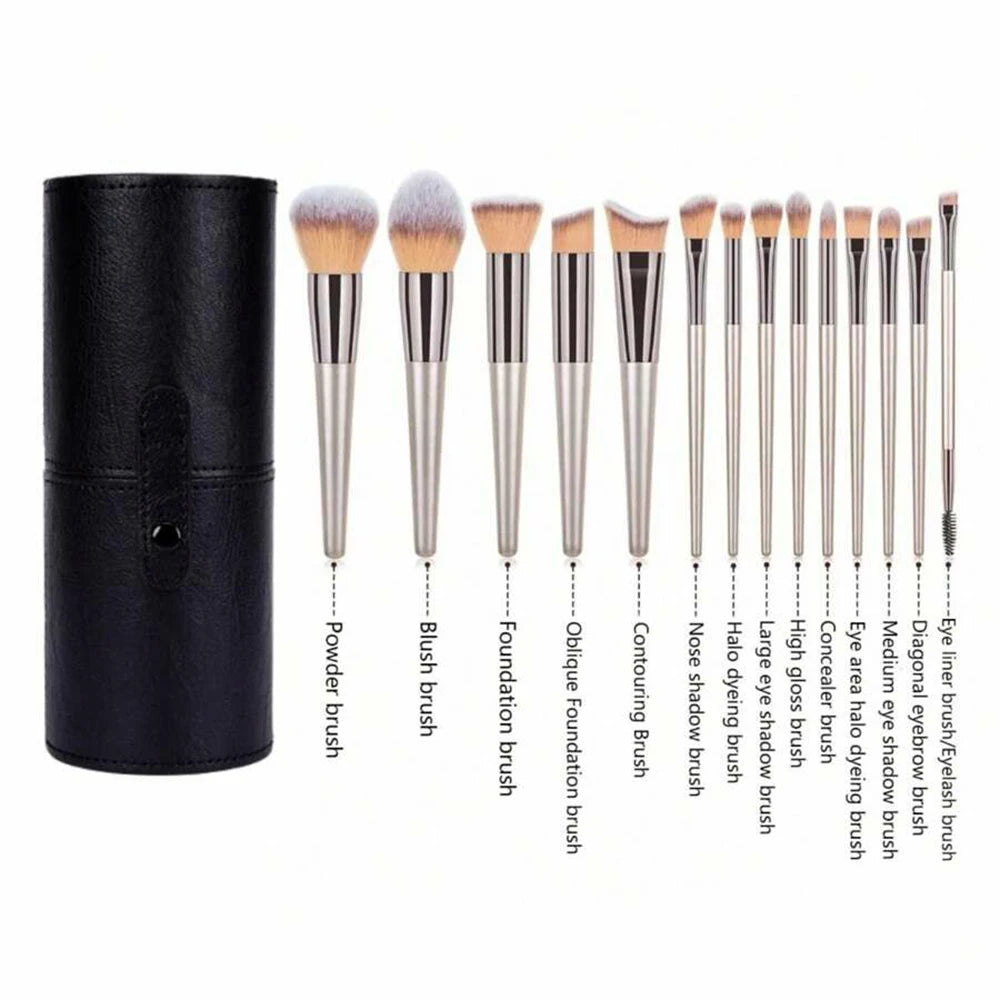 Makeup Brush Set – 14-Piece Premium Synthetic Brushes for Foundation & Powder - ZOOMNSTORE