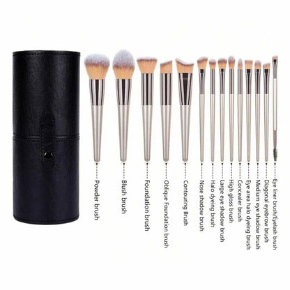 Makeup Brush Set – 14-Piece Premium Synthetic Brushes for Foundation & Powder - ZOOMNSTORE