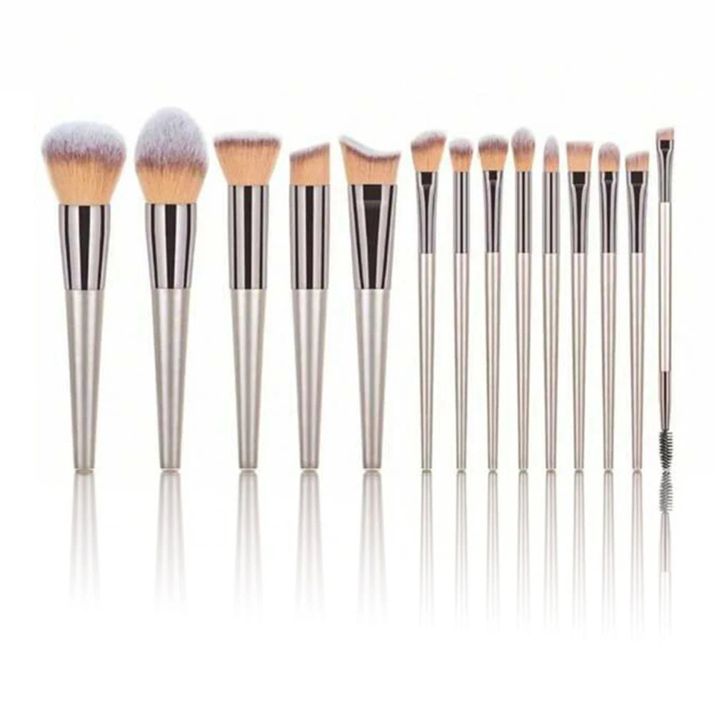 Makeup Brush Set – 14-Piece Premium Synthetic Brushes for Foundation & Powder - ZOOMNSTORE