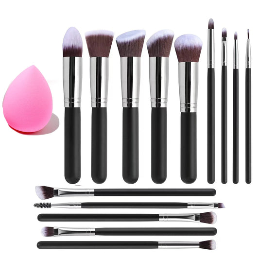 Makeup Brush Set - 14Pcs Soft Bristle Brushes for Beginners | Powder, Blush & Eye Shadow Tools - ZOOMNSTORE