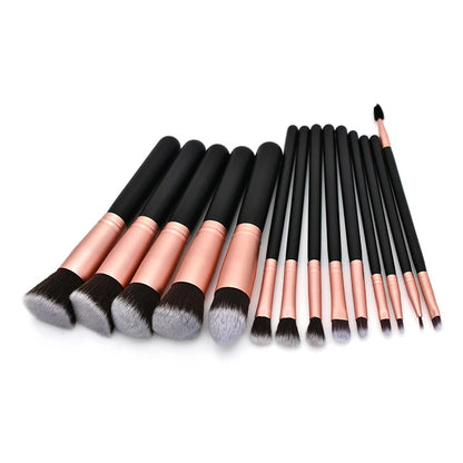 Makeup Brush Set - 14Pcs Soft Bristle Brushes for Beginners | Powder, Blush & Eye Shadow Tools - ZOOMNSTORE
