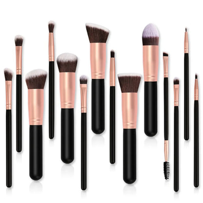 Makeup Brush Set - 14Pcs Soft Bristle Brushes for Beginners | Powder, Blush & Eye Shadow Tools - ZOOMNSTORE