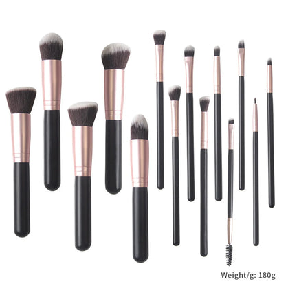 Makeup Brush Set - 14Pcs Soft Bristle Brushes for Beginners | Powder, Blush & Eye Shadow Tools - ZOOMNSTORE