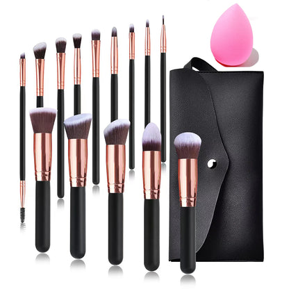 Makeup Brush Set - 14Pcs Soft Bristle Brushes for Beginners | Powder, Blush & Eye Shadow Tools - ZOOMNSTORE