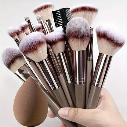 Makeup Brush Set – Premium Synthetic Brushes with Soft Blending Sponge | Complete Cosmetic Kit - ZOOMNSTORE