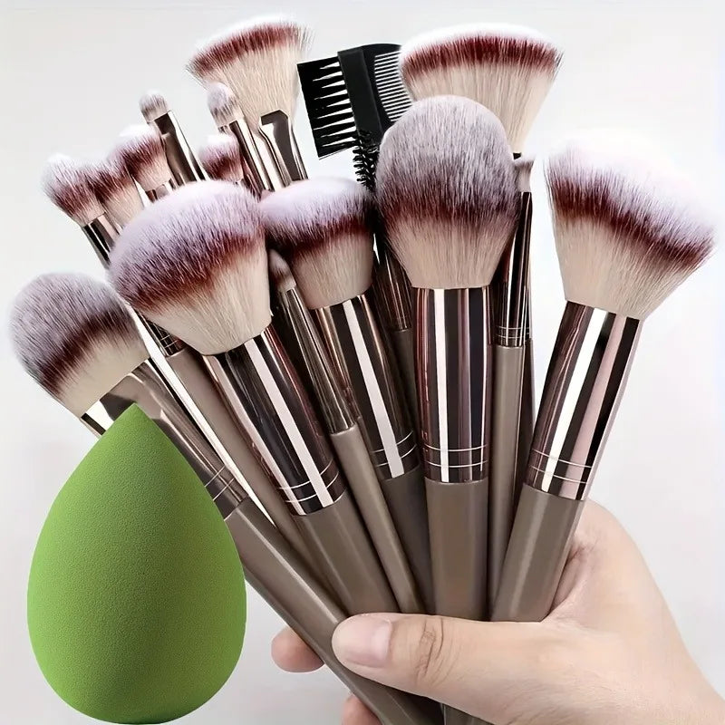 Makeup Brush Set – Premium Synthetic Brushes with Soft Blending Sponge | Complete Cosmetic Kit - ZOOMNSTORE