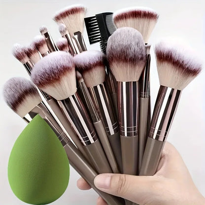 Makeup Brush Set – Premium Synthetic Brushes with Soft Blending Sponge | Complete Cosmetic Kit - ZOOMNSTORE