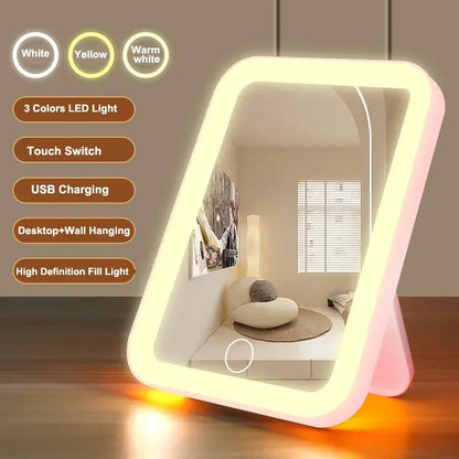 Makeup Mirror With Light - LED Smart Desktop Fill Light Compact Vanity Mirror - ZOOMNSTORE
