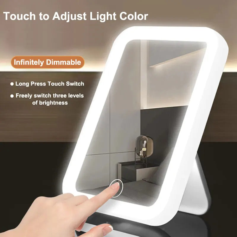 Makeup Mirror With Light - LED Smart Desktop Fill Light Compact Vanity Mirror - ZOOMNSTORE