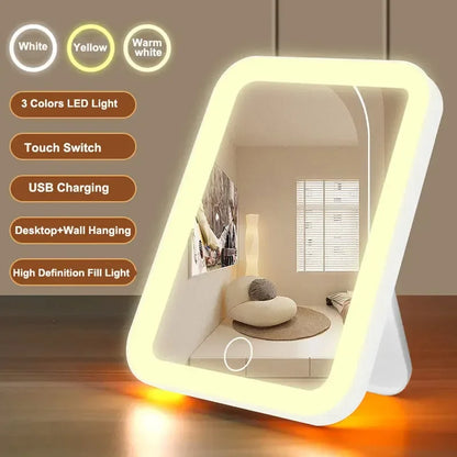 Makeup Mirror With Light - LED Smart Desktop Fill Light Compact Vanity Mirror - ZOOMNSTORE