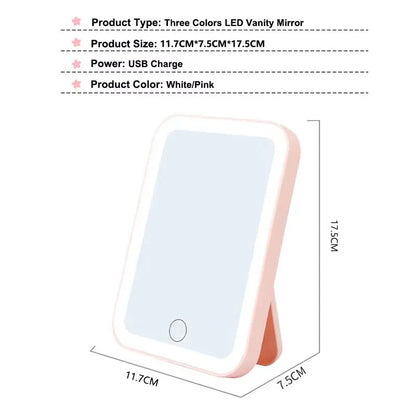 Makeup Mirror With Light - LED Smart Desktop Fill Light Compact Vanity Mirror - ZOOMNSTORE