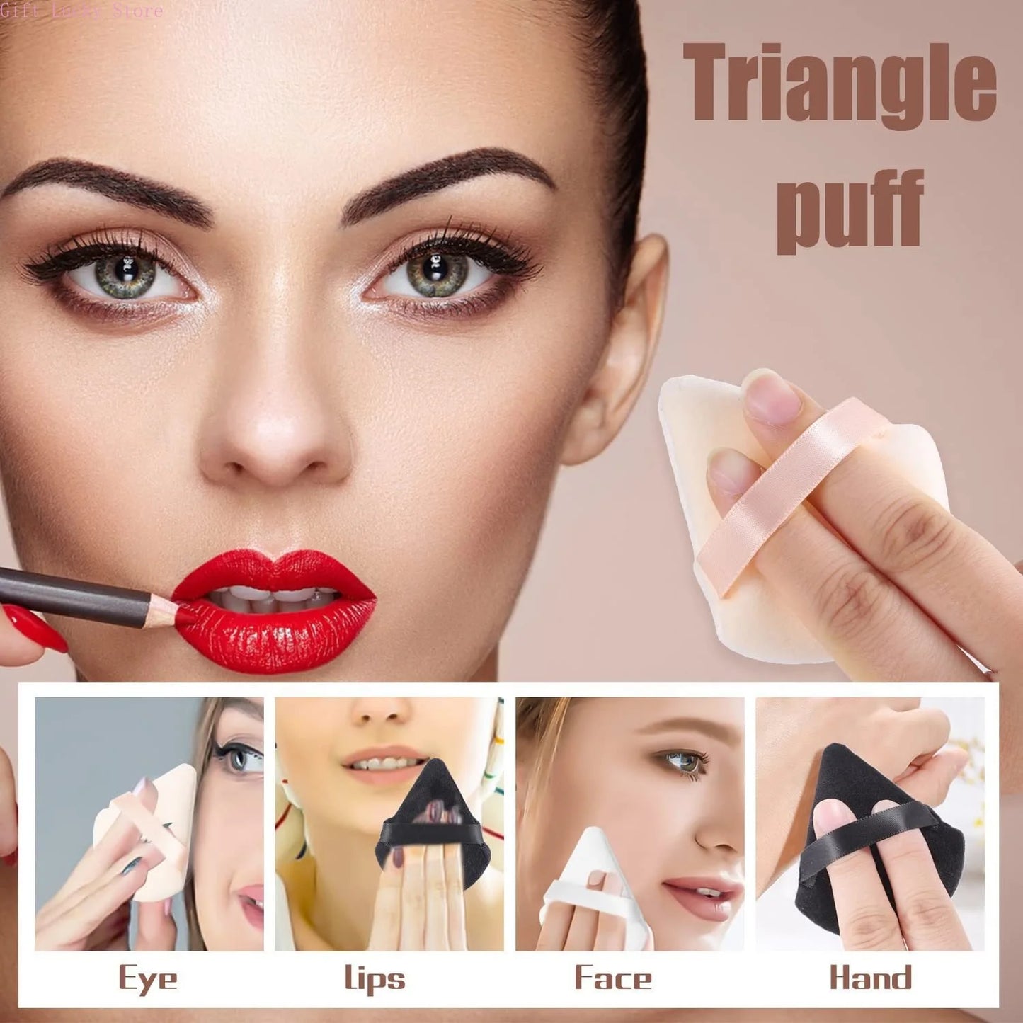 Makeup Powder Puff – Soft Cotton Velvet Triangle Puff For Natural Face Finish - ZOOMNSTORE