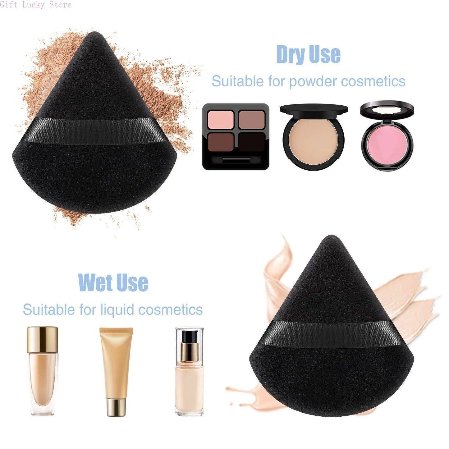 Makeup Powder Puff – Soft Cotton Velvet Triangle Puff For Natural Face Finish - ZOOMNSTORE