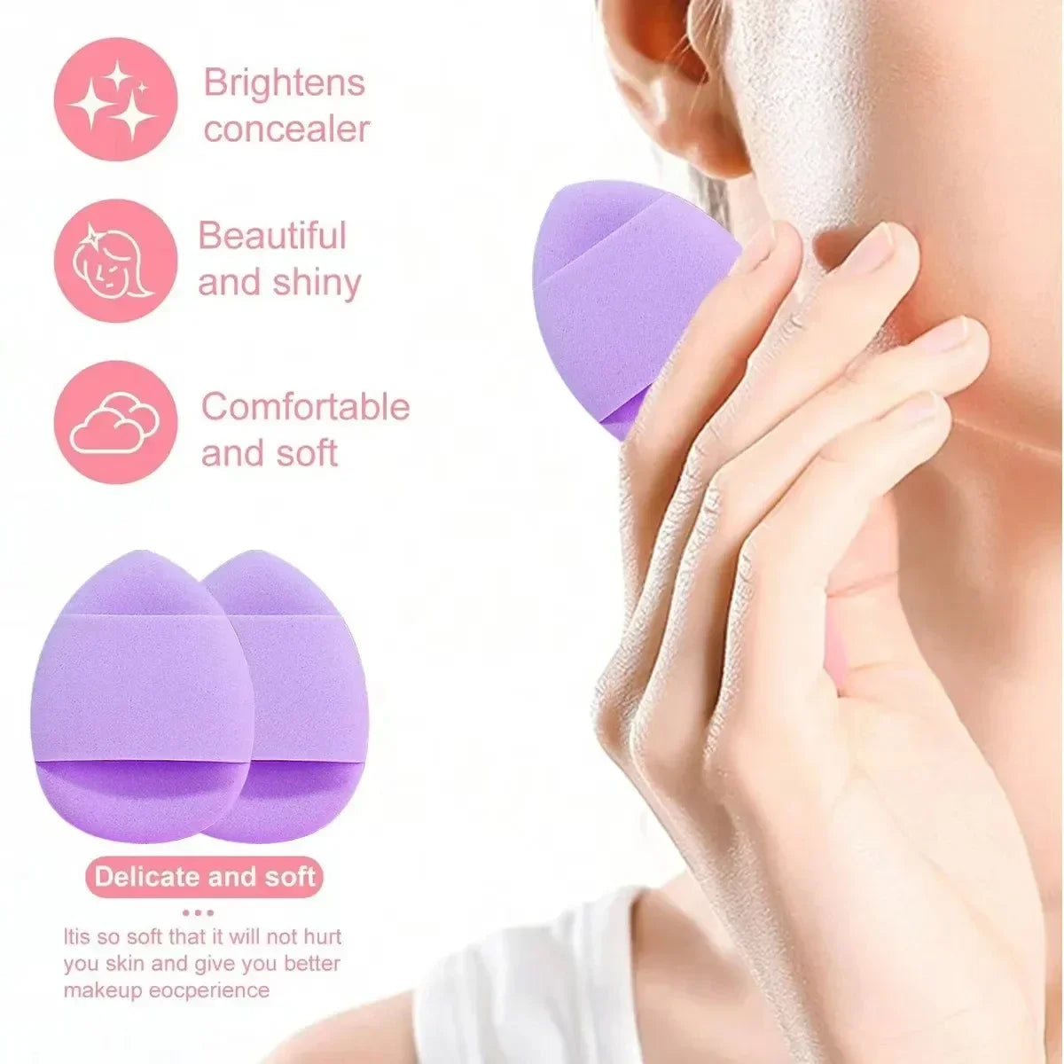 Makeup Sponge Kit - 20pcs Purple Cosmetic Puff Set with Air Cushion Headband & Wristband - ZOOMNSTORE