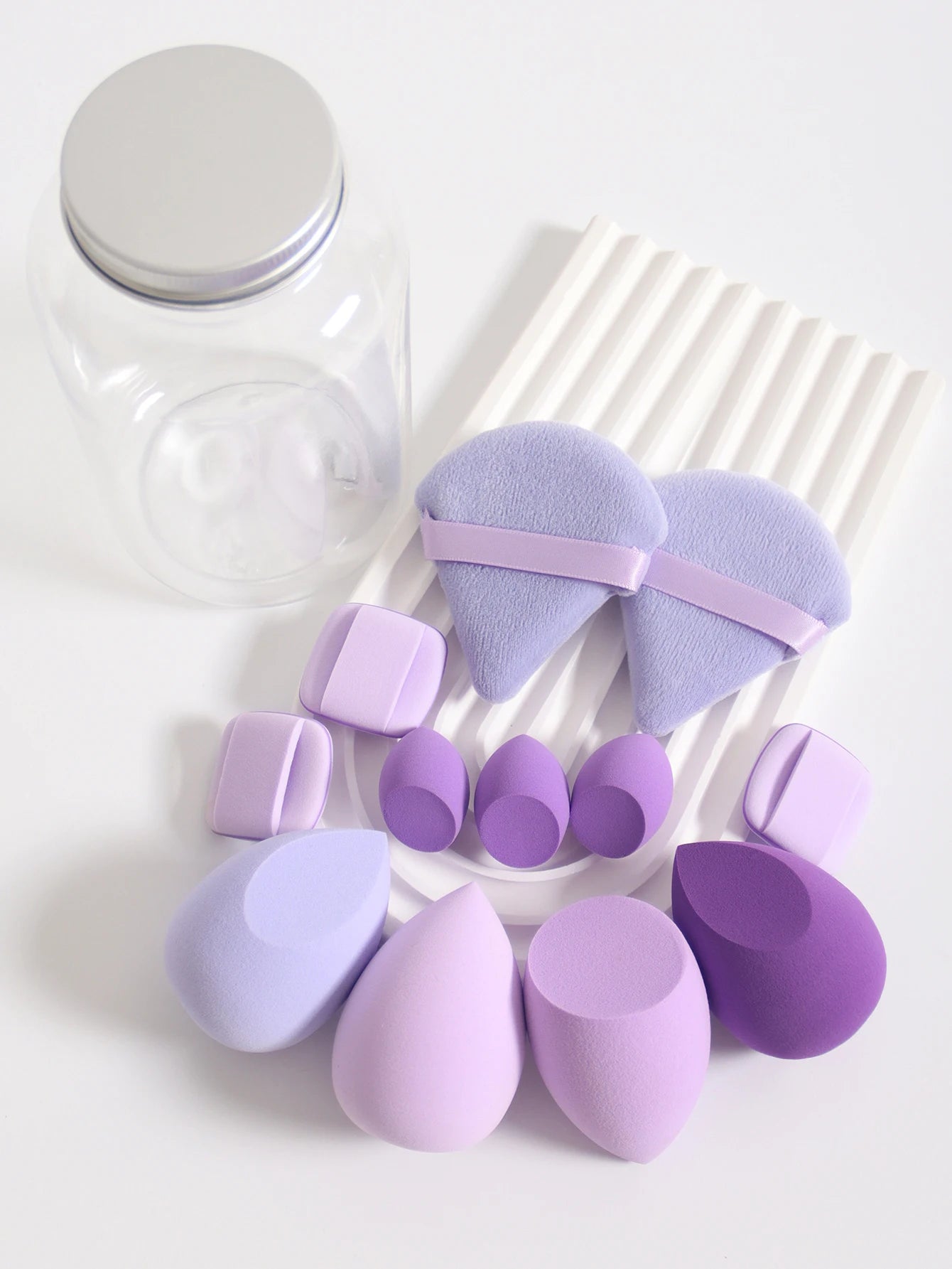 Makeup Sponge Set – 12 Piece Latex Free Sponges with Storage Jar for Wet Dry Use - ZOOMNSTORE