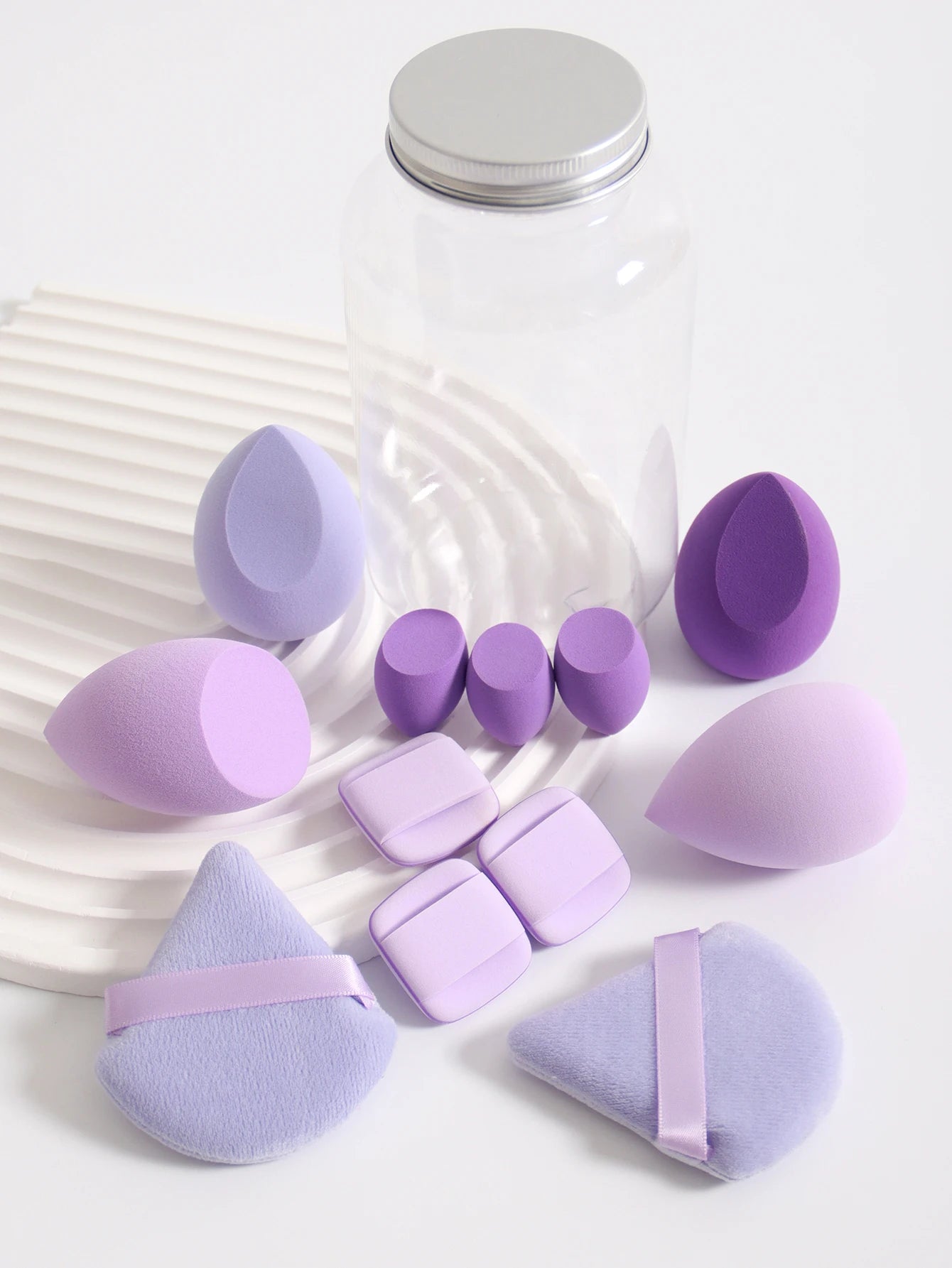 Makeup Sponge Set – 12 Piece Latex Free Sponges with Storage Jar for Wet Dry Use - ZOOMNSTORE