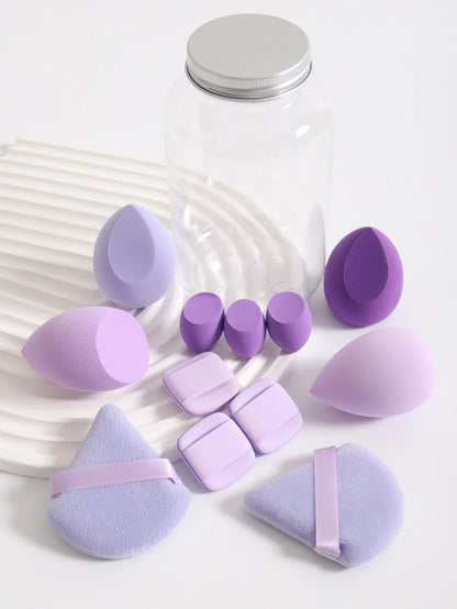 Makeup Sponge Set – 12 Piece Latex Free Sponges with Storage Jar for Wet Dry Use - ZOOMNSTORE