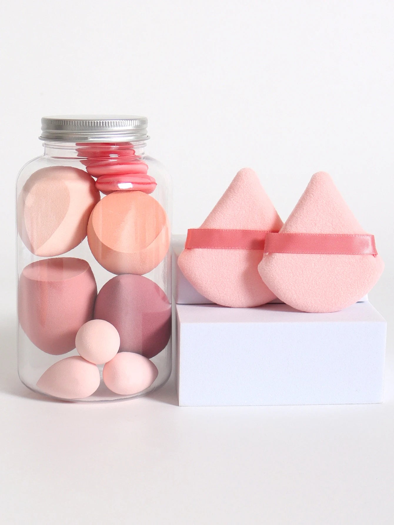 Makeup Sponge Set – 12 Piece Latex Free Sponges with Storage Jar for Wet Dry Use - ZOOMNSTORE