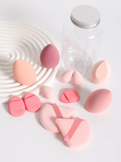 Makeup Sponge Set – 12 Piece Latex Free Sponges with Storage Jar for Wet Dry Use - ZOOMNSTORE