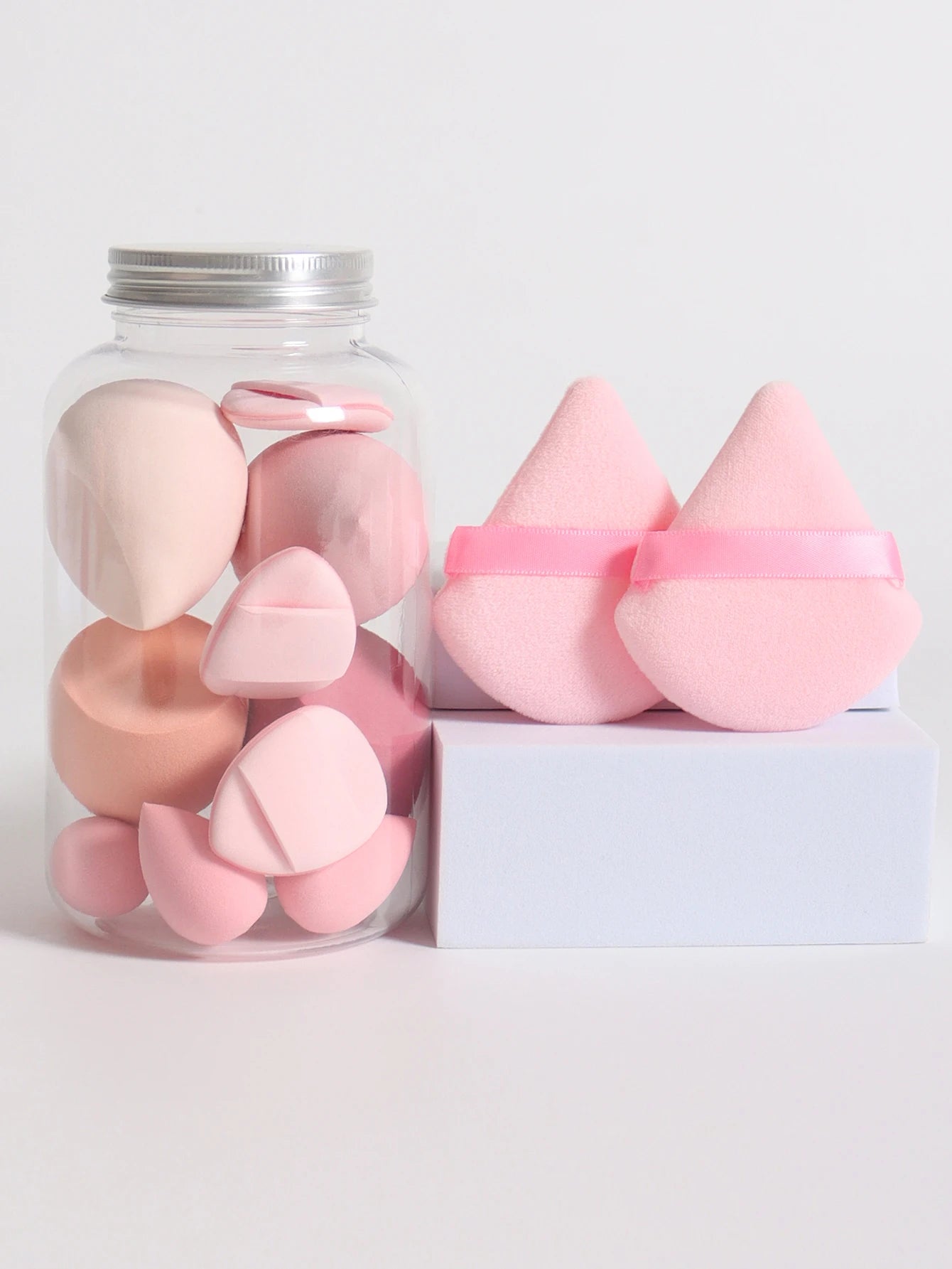 Makeup Sponge Set – 12 Piece Latex Free Sponges with Storage Jar for Wet Dry Use - ZOOMNSTORE