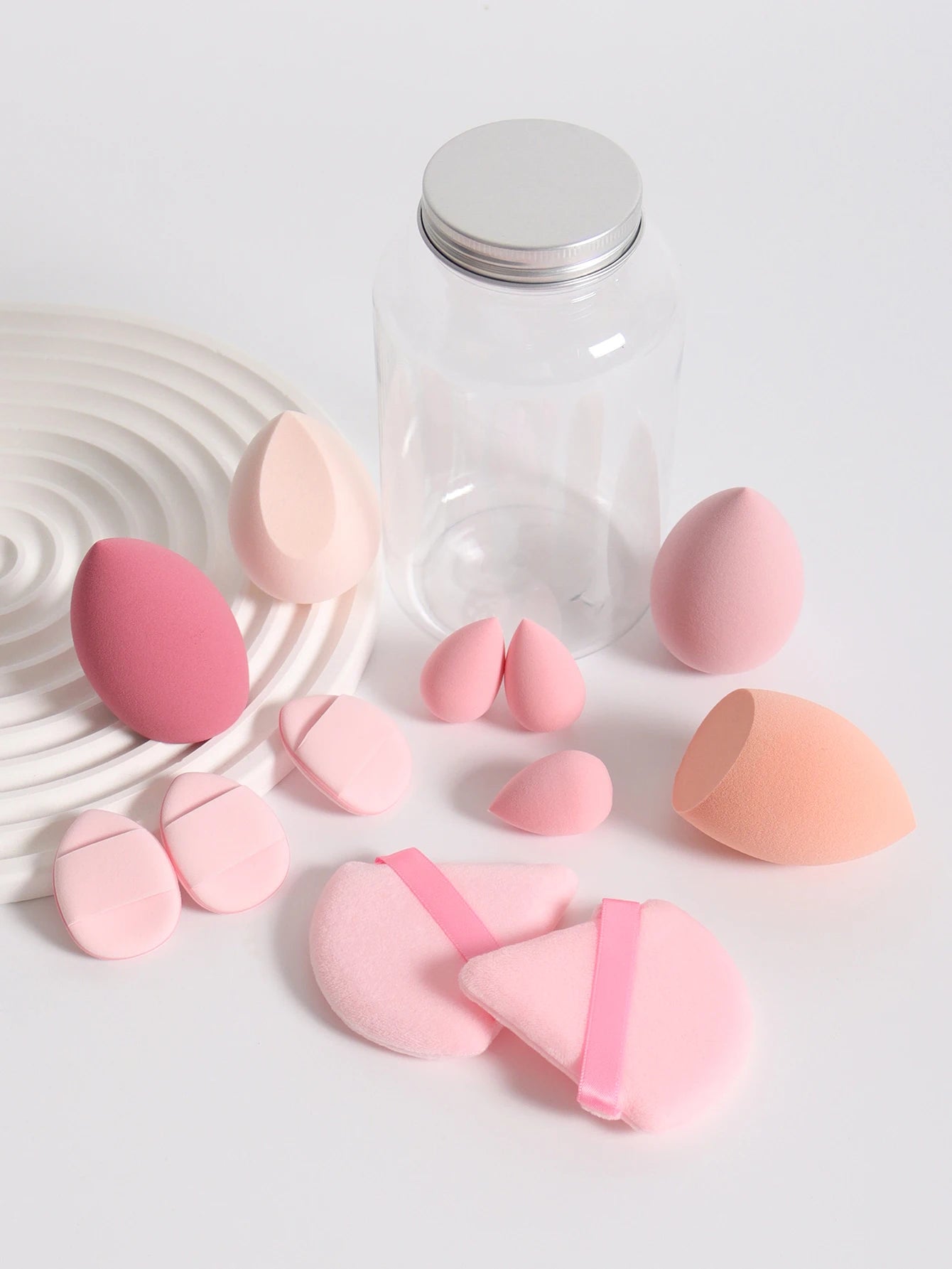 Makeup Sponge Set – 12 Piece Latex Free Sponges with Storage Jar for Wet Dry Use - ZOOMNSTORE
