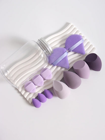 Makeup Sponge Set – 12 Piece Latex Free Sponges with Storage Jar for Wet Dry Use - ZOOMNSTORE