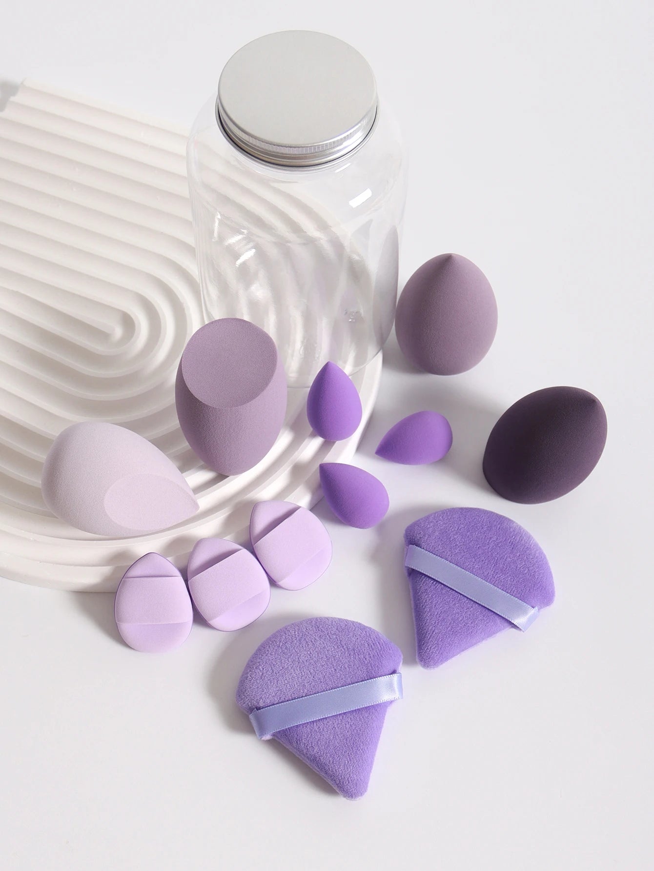 Makeup Sponge Set – 12 Piece Latex Free Sponges with Storage Jar for Wet Dry Use - ZOOMNSTORE