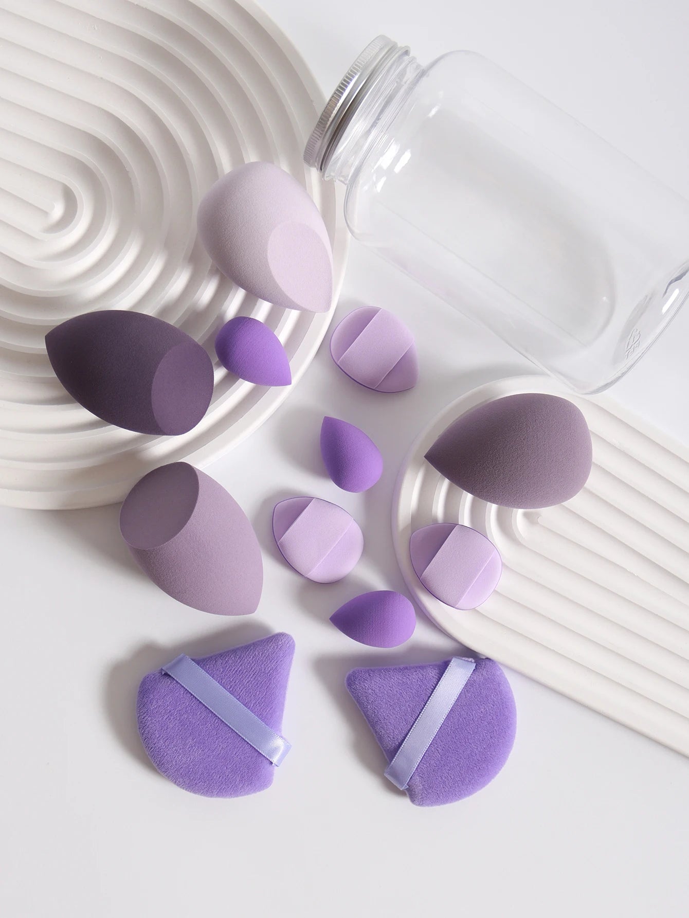 Makeup Sponge Set – 12 Piece Latex Free Sponges with Storage Jar for Wet Dry Use - ZOOMNSTORE