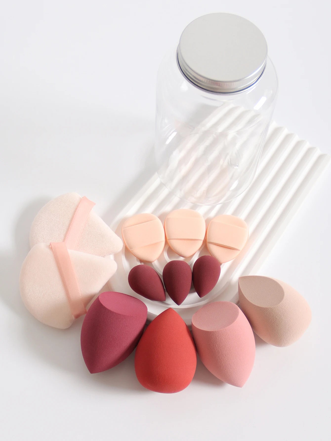 Makeup Sponge Set – 12 Piece Latex Free Sponges with Storage Jar for Wet Dry Use - ZOOMNSTORE