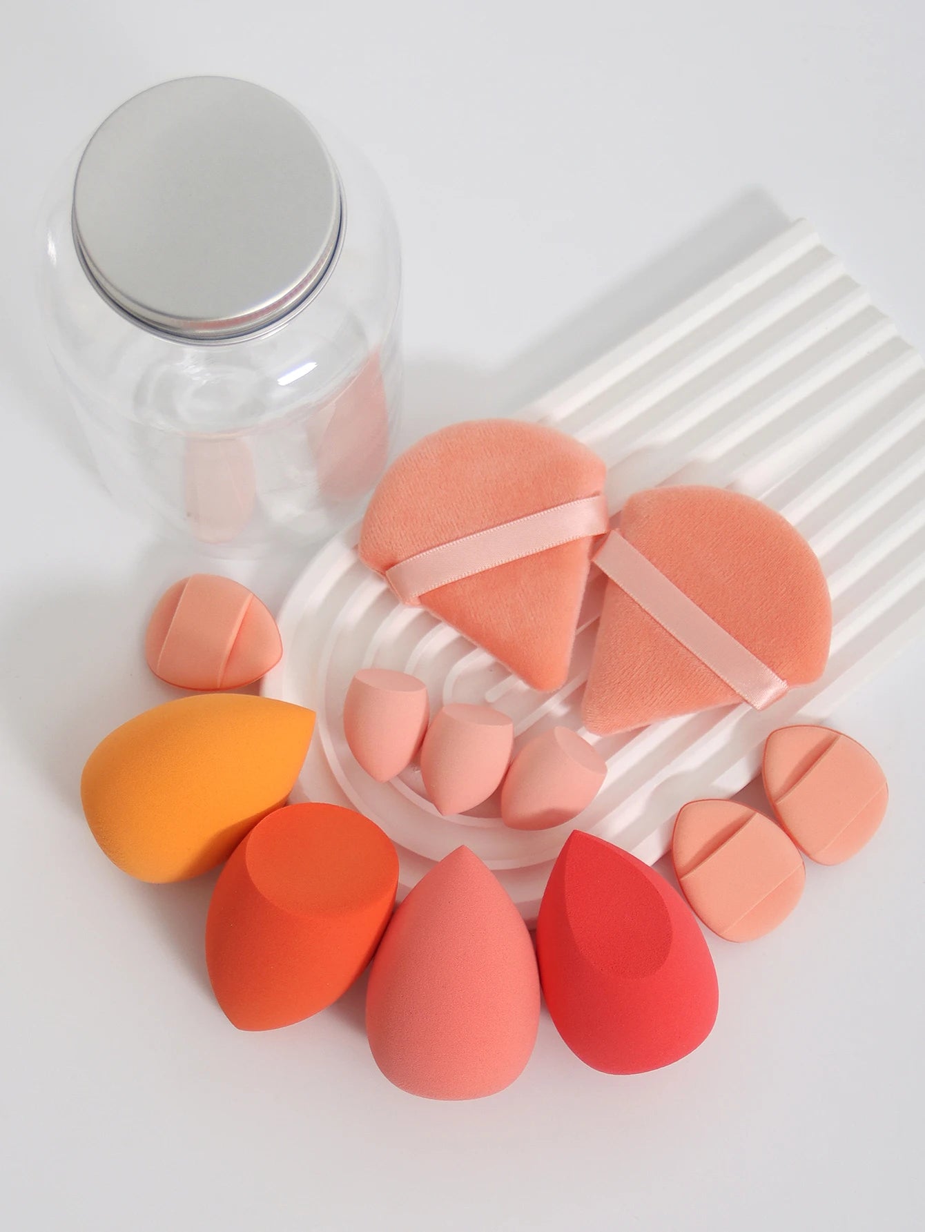 Makeup Sponge Set – 12 Piece Latex Free Sponges with Storage Jar for Wet Dry Use - ZOOMNSTORE