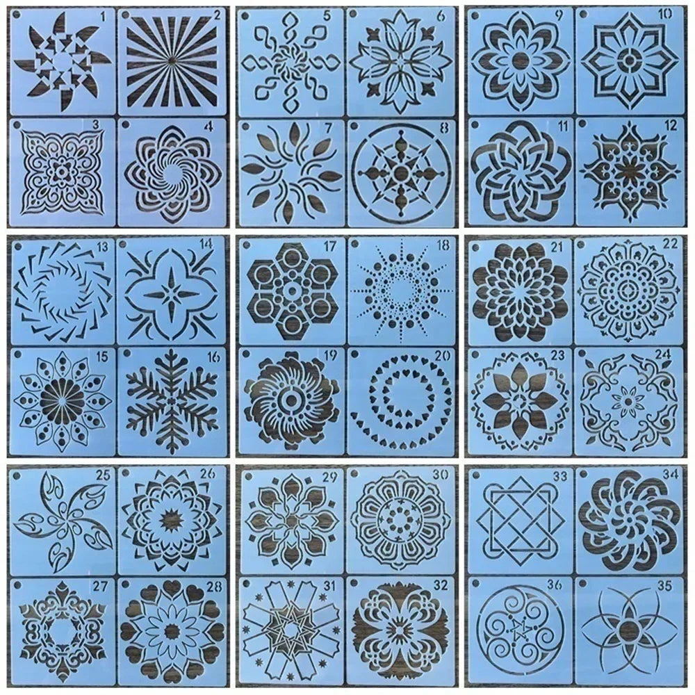 Mandala Wall Painting Stencils - 36 DIY Art Templates for Creative Crafts - ZOOMNSTORE
