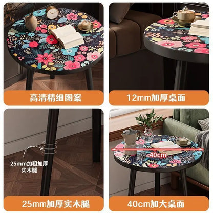 Mandala Coffee Table - Wooden Round Side Table for Living Room  Bedroom - ZOOMNSTORE