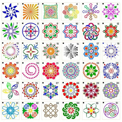 Mandala Wall Painting Stencils - 36 DIY Art Templates for Creative Crafts - ZOOMNSTORE