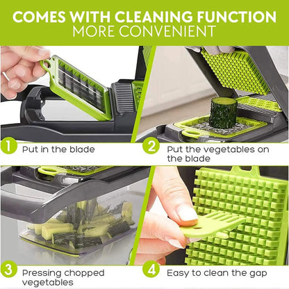 16-in-1 Mandoline Slicer  Vegetable Chopper - Grater Shredder Kitchen Tool - ZOOMNSTORE