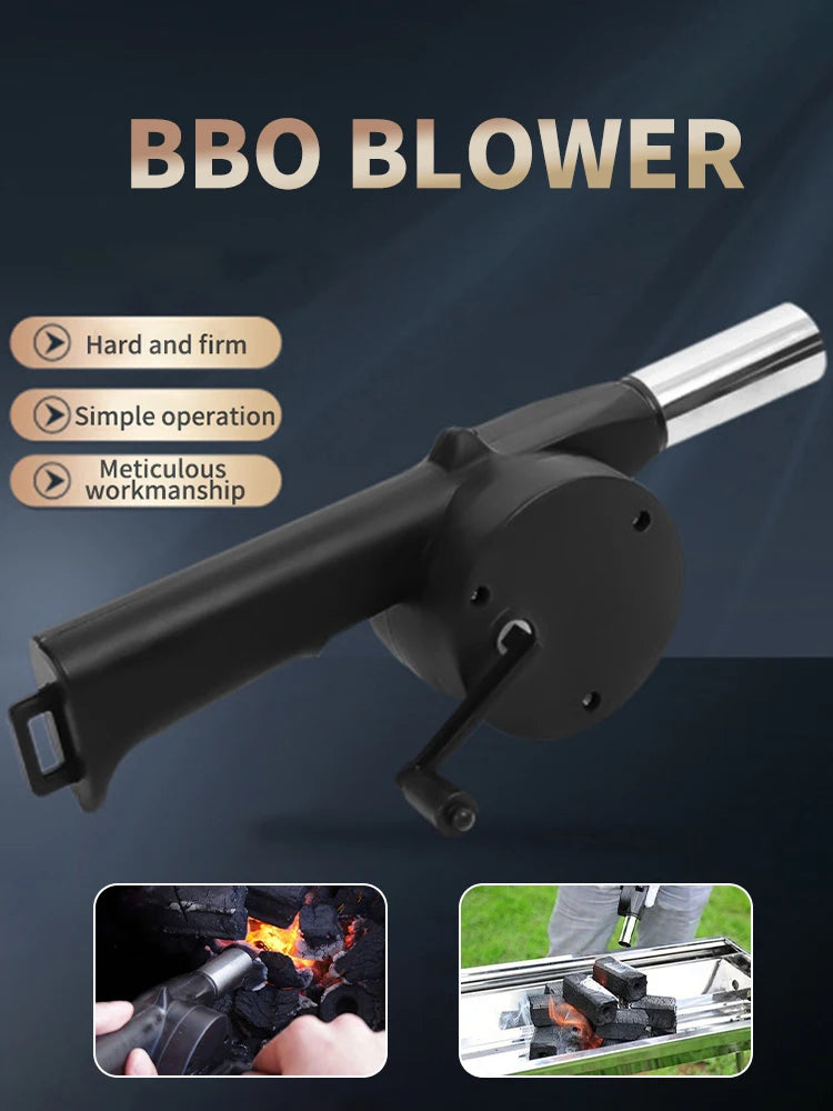 Manual Barbecue Blower – Portable Fire Starter & Hand Crank Charcoal Grill Fan - ZOOMNSTORE