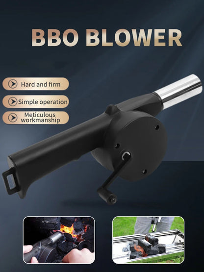 Manual Barbecue Blower – Portable Fire Starter & Hand Crank Charcoal Grill Fan - ZOOMNSTORE